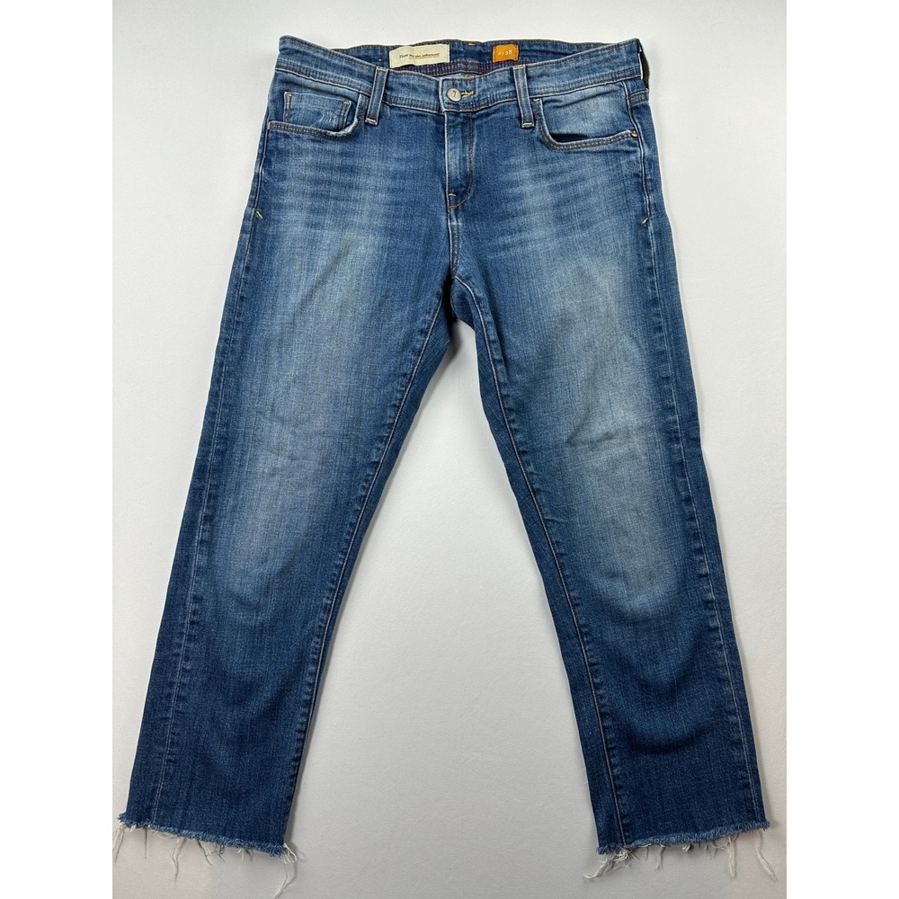 Anthropologie Pilcro & The Letterpress Boyfriend Jeans Sz 32 Cropped Frayed Fade